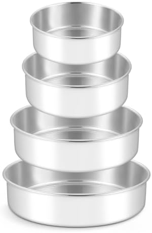 Leonyo 4-6-8-9 In Cake Pans Set of 4, Round Cake Tins for Baking, 2" Deep