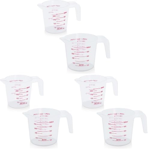DTDNZKN 6 Pack Measuring Cup Set, 250ml (1-Cup) and 500ml (2-Cup)