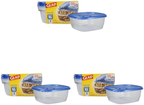 Glad GladWare XL Square Food Storage Containers, 104 oz - 3 Count (Pack of 3)