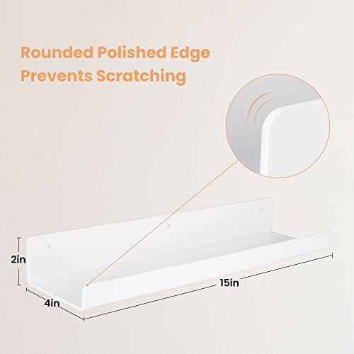 upsimples 4 Pcs 15" Acrylic Shelves for Wall Organize and Display, White