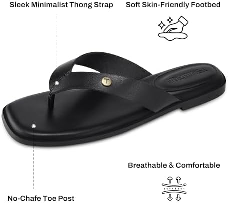 TEMOFON Flip Flops for Women Dressy: Comfortable Flat Tong Sandals 2026 Slip on Summer Casual Beach Walking Shoes