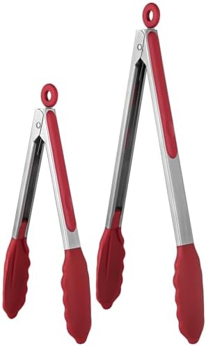 U-Taste Kitchen Tong for Cooking, 600ºF Heat-Resistant Silicone, 2Pcs/Red