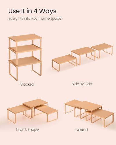 SONGMICS Cabinet Organizer Shelf, Set of 3 Spice Rack, Kitchen Storage