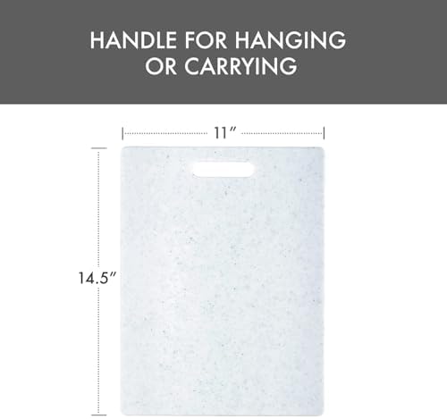 Dexas Superboard Cutting Board with Handle and Non-Slip Feet, 11 by 14.5 inches, Light Granite Color with Black Non-Slip Corners