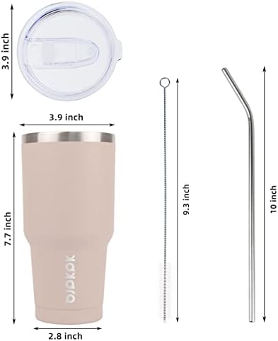 BJPKPK 30 oz Tumbler with Lid and Straw, Insulated Stainless Steel Cup