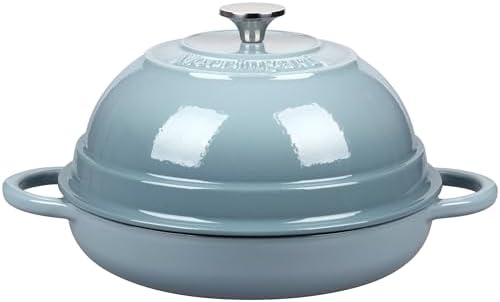 VORRINGARD Cast Iron Enameled Dutch Oven Pot with Lid for Bread Baking, Bread Oven, 6 Quart, Sea Salt