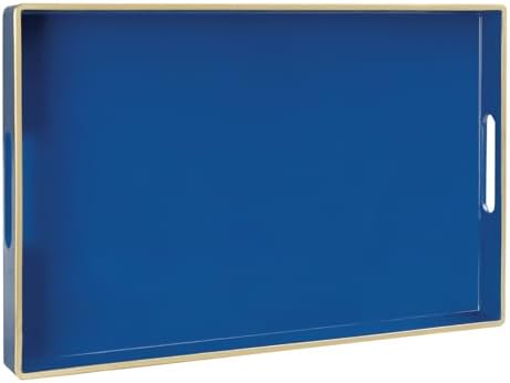 MAONAME Navy Blue Serving Tray with Handles, Plastic Modern Decorative Tray