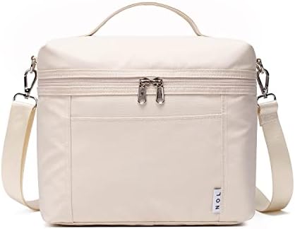 NOL 8L Insulated Lunch Bags for Women Cooler Bag Lightweight Nylon Waterproof Lunch Box For Work(Medium, Cream)