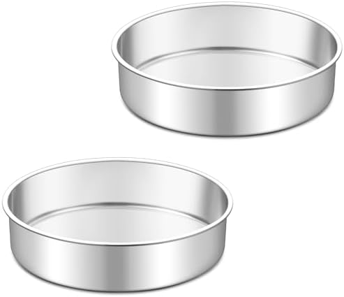 TeamFar 7 Inch Cake Pan Set of 2, Stainless Steel Round Cake Baking Pan