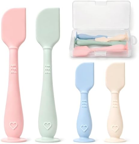 4-Pack Diaper Cream Spatula with Case, Soft Diaper Rash Cream Applicator