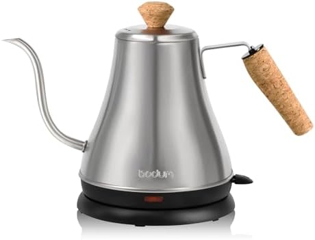 Bodum 27oz Melior Gooseneck Electric Water Kettle, Pour Over Coffee & Tea, Brushed Stainless Steel