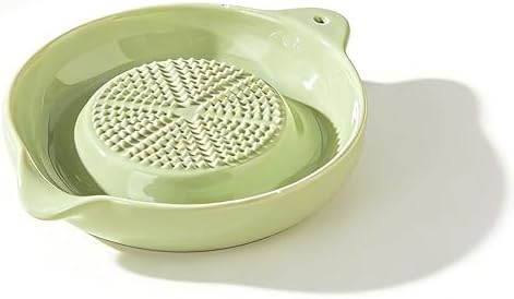 3.5 Inch Green Ceramic Grater Plate for Ginger, Garlic, Onion, Cheese, Lemon, Chocolate, Vegetables and Fruits for Kitchen (1 Pcs, Green)