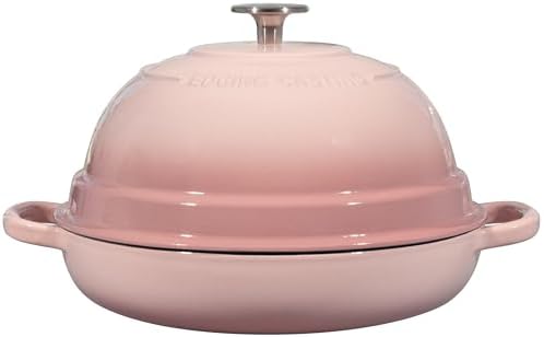 EDGING CASTING Enameled Cast Iron Dutch Oven Pot with Lid, Round Bread Oven for Homemade Sourdough Bread Baking, 6 Quart, Pink