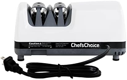 Chef'sChoice Professional Electric Knife Sharpeners UltraHone With 100-Percent Diamond Abrasives And Precision Angle Guides For 20-Degree Straight-Edge and Serrated Knives, 2-Stage, White
