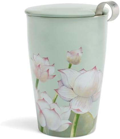 Tea Forte Double-Walled Ceramic Kati Cup, Lotus, 12 oz