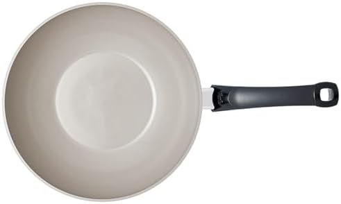 Fissler Ceratal Comfort 11 Inch Ceramic Non-Stick Wok, 3.9 Quart, Warm Grey, Made without added PFAS/PTFE, All Stovetops Including Induction, Made in Germany