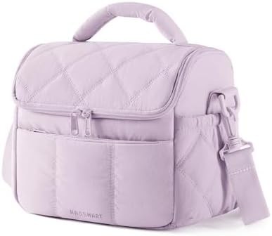 BAGSMART Insulated Lunch Bags for Women, Cute Quilted Lunch Box, Purple