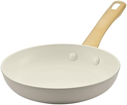 Farberware Forged Induction Ceramic Nonstick Fry Pan/Skillet, Dishwasher Safe, Gold Color Stainless Steel Handle, 8.25 Inch Frying Pan - Taupe
