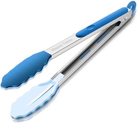 12-Inch Kitchen Tongs for Cooking with Silicone Tip,Classic Blue