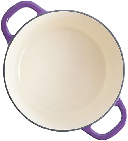 Crock-Pot Artisan 7-Quart Round Enameled Cast Iron Dutch Oven – Lavender Purple, Durable Heavy-Duty Cookware for Slow Cooking, Baking, Roasting with Lid (Pack of 2)