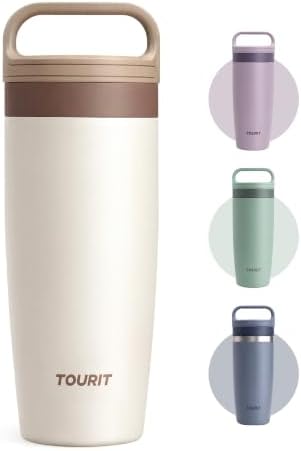 TOURIT Travel Coffee Mug 20 oz,Leakproof 2-Part Drink Lid Tumbler,Off-White
