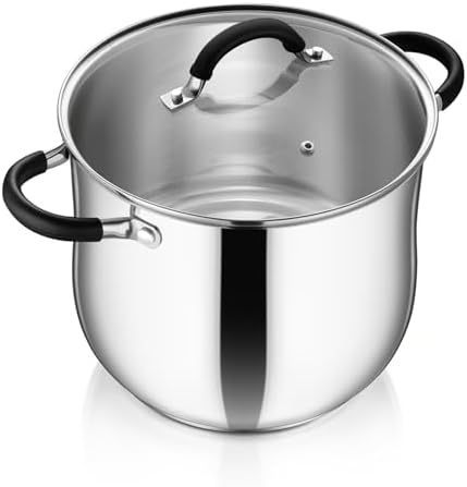 P&P CHEF 12 Quart Stainless Steel Stock Pot, Cooking Pot with Visible Lid