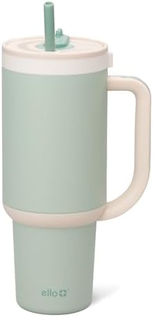 Ello Oasis 40oz Insulated Stainless Steel Tumbler with Straw, Pistachio