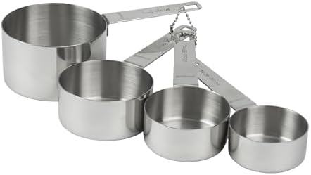 GoodCook Gourmet Measuring Cup Set, Stainless Steel 4-pc., 1/4, 1/3, 1/2, 1 Cup etched measurements