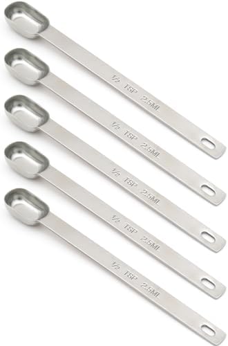 5PCS 1/2TSP(2.5ML) Measuring Spoon, Stainless Steel Long Handle Teaspoons