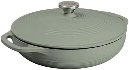 Lodge Essential Enamel Cast Iron Braiser, 3.6 Quart, Desert Sage
