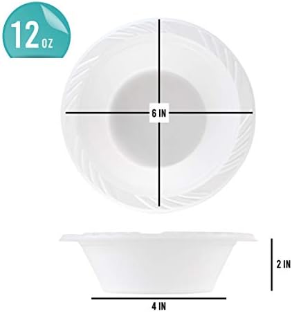 100 Count Disposable 12 ounce White Plastic Soup Bowls