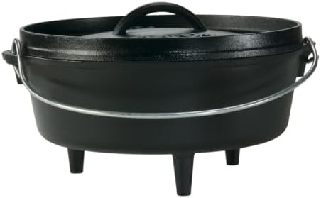 Lodge Pre-Seasoned Cast Iron Deep Camp Dutch Oven with Lid, 4 Quart
