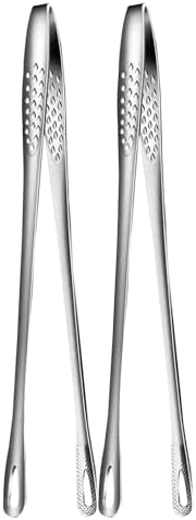 2 Pcs 11 Inches Korean BBQ Tongs Stainless Steel Grill Tongs Cooking Tweezers Japanese Barbecue Tong for Kitchen Cooking Salads Pasta Buffet Food Serving