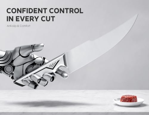 ASETY Kitchen Knife Set, 15 PCS One-Piece Stainless Steel Knife Block Set