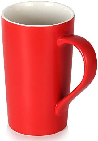 20 oz Large Coffee Mugs, M007 Tall Ceramic Cup with Handle for Dad Men, Set of 2, Christmas Red