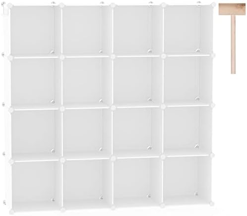 C&AHOME 16 Cube Storage Organizer Cube Shelves Units Storage Cubes, Milky