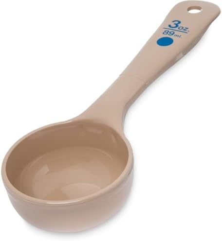 Carlisle FoodService Products Measure Miser Plastic Measuring Spoon with Short Handle, 3 Ounces, Beige