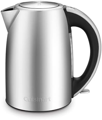 Cuisinart 1.7-Liter Electric Kettle, Cordless Electric Tea Kettle, 1500-Watts for Fast Heat-Up of Water, Stay Cool Nonslip Handle, Auto Shutoff, Removable Filter, JK-17P1, Stainless Steel