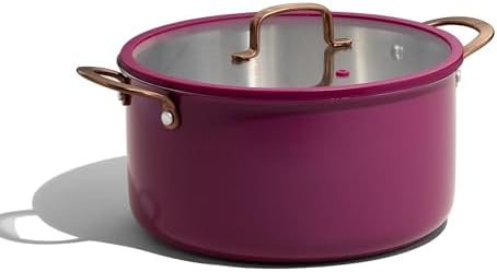 CAROTE 8QT Full Clad Tri Ply Stainless Steel Stock Pot with Lid, Kitchen Stockpot Soup Pot, Outer Ceramic Layer, Even Heating, All Stoves Compatible, Oven & Dishwasher Safe, Stay Cool Handle, Purple