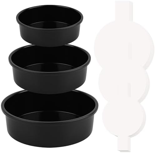 HUAKENER 3 Pack Round Cake Pans, Carbon Steel Pan with Parchment Paper
