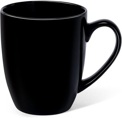 Urbanstrive 16 oz Large Coffee Mug with Handle Tea Cup Novelty Coffee Cup Idea Gift for Men Women Office Work, Black
