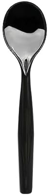 Party Essentials Disposable Heavy Duty Plastic Serving Utensils for Buffets Events Parties, 18-Count 10" Spoons, Black