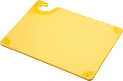San Jamar Saf-T-Grip Plastic Cutting Board with Safety Hook, 9" x 12" x 0.375", Yellow, (Pack of 6)