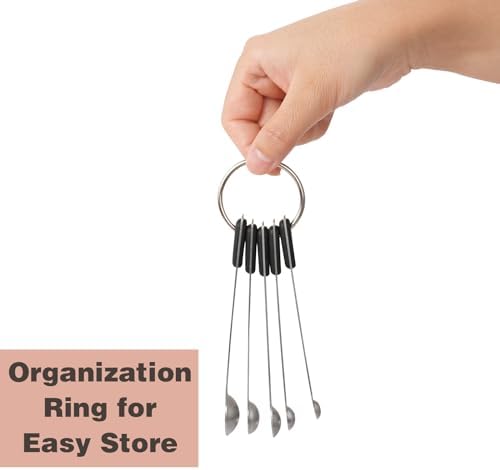 1Pack Small Measuring Spoon Set with Black Silicone Grip