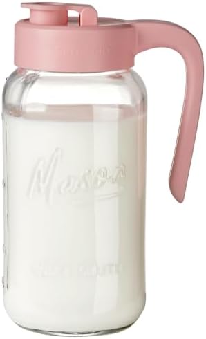 Mason Jar Pitcher, 64 oz (2 quart), Glass Pitcher with Lid