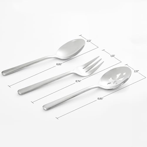 Serving Spoon x 2,Slotted Serving Spoon x 2,Serving Forks x 2,RTT 9 Inch Stainless Steel Catering Serving Utensils for Party Buffet Dinner Banquet Kitchen Basics (Silver Mirror Finish)