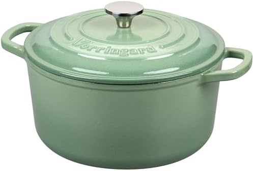 VORRINGARD Enameled Cast Iron Dutch Oven Pot with Lid, for Sourdough Bread Baking, Round Dutch Ovens, 6 Quart, Sage green