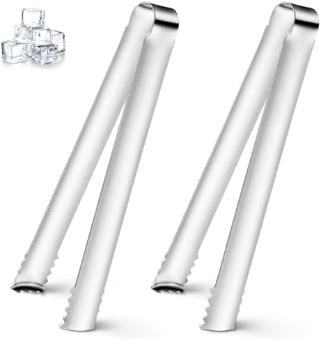 2PCS Ice Tongs with Teeth, Stainless Steel Cocktail Tongs, Ice Bucket Tongs