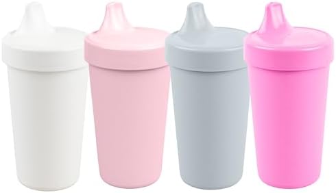 Re-Play Spill-Proof Sippy Cups for Toddlers - Kids Reusable 10 Oz Set of 4, Dishwasher & Microwave Safe, Made in USA, Modern Blush