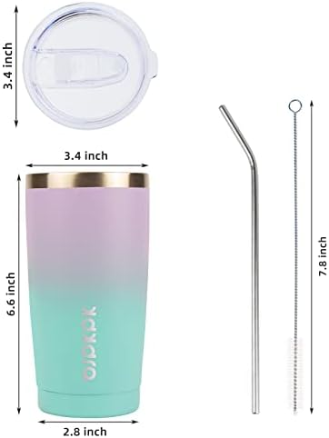 BJPKPK 20 oz Coffee Tumbler with Lid & Straw, Insulated Stainless Steel Mug
